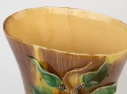 An impressive Australian pottery tree stump vase with applied koala, gumnuts and leaves, most likely Sydney origin, 25cm high, 24cm wide - 2