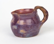 PEGGY WHITING mauve glazed pottery jug with windswept branch handle, incised "Peggy Whiting", 9.5cm high, 12cm wide - 2