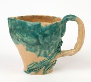 Hand-built pottery jug with applied gumnuts and leaves in the style of Jolliff, incised "Hand Built, MAG, 1942", 12cm high, 17cm wide - 2