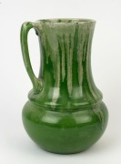 NEWTONE&nbsp;POTTERY large green glazed&nbsp; jug with unusual dribble glaze, stamped "Newtone Pottery, Sydney", 29cm high - 2