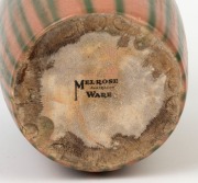 MELROSE WARE pottery vase with unusual green and satin pink glaze, stamped "Melrose Ware, Australian", ​​​​​​​25cm high - 2