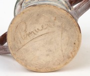 REMUED&nbsp;"Batman, Melbourne Centenary"&nbsp;rare pottery two-handled cup with applied figure in landscape, incised "This Is The Place For A Village", signed "Remued", 15cm high, 22cm wide - 3