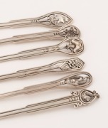 JAMES LINTON set of six Australian silver spoons with floral motifs, Western Australian origin, 20th century, stamped "J.A.L.", 15.5cm long, 188 grams total - 2