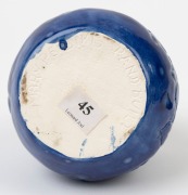 MARY PERDIKIS blue glazed pierced floral pottery vase with lid, incised "Mary Perdikis, Hand Built", ​​​​​​​11.5cm high - 2