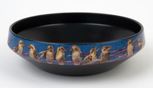 J.A. CRISP "Kookaburra" porcelain fruit bowl, signed on the side "J.A. CRISP", ​​​​​​​7cm high, 26cm diameter