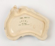 TRENT "Captain Cook's Cottage" ceramic dish by DAISY MERTON in the shape of a map of Australia, stamped "Trent, Made In Australia, Hand Painted", 11cm wide - 2