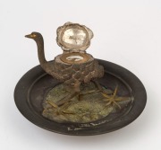 A silver plated inkwell with gilded highlights, 19th/20th century, 11cm high, 15cm diameter - 2