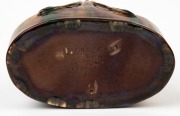 FLORENCE ARCHER (HARVEY SCHOOL) pottery basket with applied gumnuts and leaves, Queensland origin, incised "F. Archer, Hand Built, 1937", ​​​​​​​13cm high, 32cm wide - 3