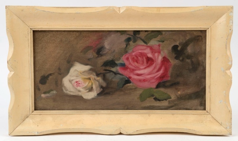 ISABEL MAY TWEDDLE HUNTER (1875-1945), (attributed), (roses still life), 16 x 34cm, 25 x 43cm overall. Provenance: Private Collection Melbourne.