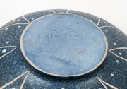 KLYTIE PATE pottery bowl with incised geometric designs, signed "Klytie Pate", ​​​​​​​10cm high, 26.5cm diameter - 2
