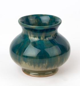 CRUFFEL Australian porcelain vase with green and brown glaze, 8cm high