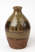 EDDIE PURUNTATAMIRI (Tiwi Islands) pottery vase with Aboriginal motif, signed "E.P.", ​​​​​​​17.5cm high