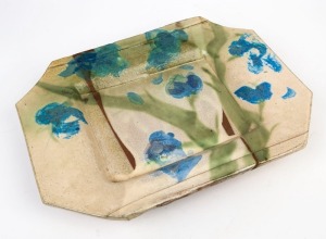 VICTORIA HOWLETT studio pottery tray with floral decoration, 47cm wide