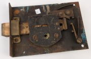 HM PRISON PENTRIDGE&nbsp;cell door lock and key, with c1852 patent date, 18cm high, 25cm wide - 2