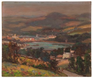 GARSTIN COX (1892-1933), (village in the valley), oil on card, 25 x 30cm, ​​​​​​​Provenance: Private Collection Melbourne.