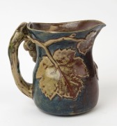 MERRIC BOYD pottery jug with applied grapes, leaves and branch handle, incised "Merric Boyd (M), 1929", 16cm high, 18cm high - 3