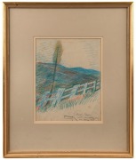 WILLIAM MERRIC BOYD (1888-1959), farm landscape, coloured pencil on paper, signed lower right "Merric Boyd", 30.5 x 24cm  - 2