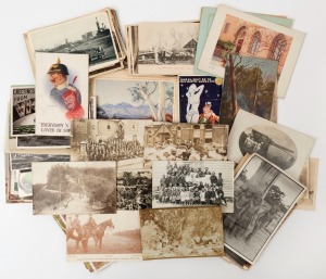 AUSTRALIAN & FOREIGN: 1900s-1970s bundle including some early 1900s real-photo cards (unannotated) of various scenes incl. cattle droving, family picnic, & school photos; WWI cards including real photo cards showing diggers at Anzac Cove, another showing 