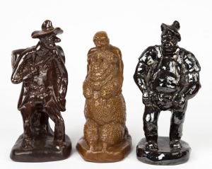 BENDIGO POTTERY group of three statues "THE SHEARER", "THE SWAGMAN", and "OUR MATE BLUEY" each limited to 1000 copies, stamped, and titled on the bases with edition numbers, 24cm, 23cm and 22cm high, PROVENANCE: Private Collection Bendigo