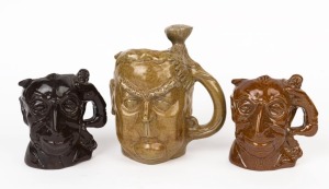 BENDIGO POTTERY group of three character jugs including ROBERT MENZIES and two versions of C.J. DENNIS, stamped, and titled on the bases with edition numbers, 18cm and 12.5cm high, PROVENANCE: Private Collection Bendigo