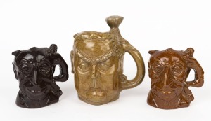 BENDIGO POTTERY group of three character jugs including ROBERT MENZIES and two versions of C.J. DENNIS, stamped, and titled on the bases with edition numbers, 18cm and 12.5cm high, PROVENANCE: Private Collection Bendigo