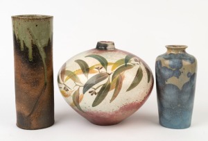 Three Australian studio pottery vases, ​​​​​​​the largest 24cm high