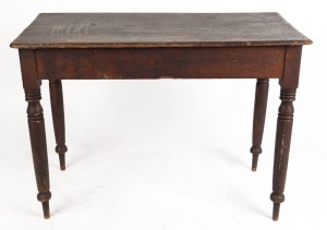 An antique Colonial Australian cedar side table with finely turned legs, mid 19th century, 74cm high, 106cm wide, 50cm deep