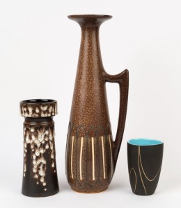 GUNDA three vintage pottery vases, incised signatures "Gunda", the largest 39cm high