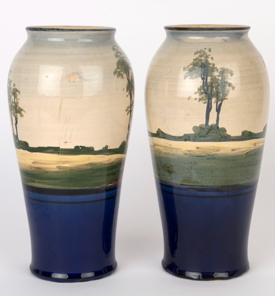 REG HAWKINS, PREMIER POTTERY PRESTON (P.P.P.) pair of pottery mantle