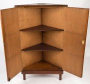 An Australian pine chip carved corner cabinet, early 20th century, 108cm high, 64cm wide, 32cm deep - 2