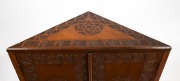 An Australian pine chip carved corner cabinet, early 20th century, 108cm high, 64cm wide, 32cm deep - 3