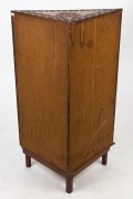 An Australian pine chip carved corner cabinet, early 20th century, 108cm high, 64cm wide, 32cm deep - 4