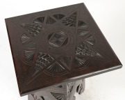 An Australian dark stained pine chip carved occasional table with square top, early 20th century, ​​​​​​​67cm high, 45cm wide, 45cm deep - 2