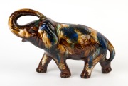 HUNTLY POTTERY elephant statue with mottled glaze, stamped "Huntly Pottery", 21cm high, 31cm long - 2
