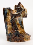 HUNTLY POTTERY frill neck lizard statue with mottled glaze, stamped "Huntly Pottery", 27cm high - 2