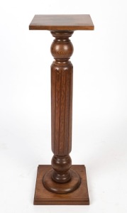 An Australian blackwood pedestal with fluted column and faded finish, late 19th century, 105cm high, 29cm wide, 29.5cm deep