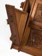 ROBERT PRENZEL (TREEDE & PRENZEL) fine Australian blackwood wall mounted corner cabinet with beautifully carved panel doors and unusual pivot hinge drawer, early 20th century, stamped "Treede & Prenzel, Sturt Street, South Melbourne", 140cm high, 84cm wid - 2