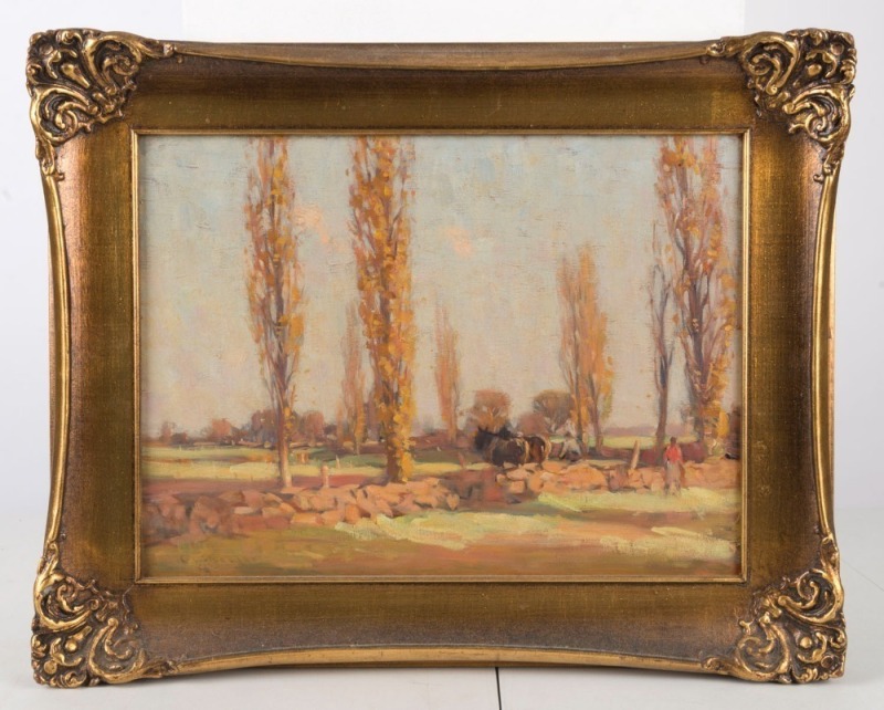 CHARLES WHEELER 1880 1977 Farm Scene Oil On Board Signed Lower   420394 L 