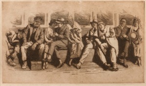 C.H. PERCIVAL (1891 - 1940), The Last Tram, etching, circa 1925, titled, endorsed "from the original Bulletin drawing" editioned 12/50 and signed to lower margin, 21 x 36.5cm (plus margins).