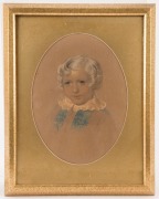 AUSTRALIAN COLONIAL SCHOOL, (Portrait of a young boy), pencil and watercolours on paper, signed in pencil lower left, circa 1850, 32 x 24 (oval). - 2