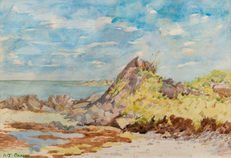 ALFRED JAMES DAPLYN (1844-1926), (coastal scene), watercolour, signed lower left "A. J. Daplyn", 25 x 36cm, 46 x 56cm overall