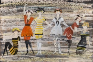 CEDRIC ARTHUR FLOWER (1920 - 2000), Beach Costumes - Ballet "The Sentimental Bloke", watercolour & gouache, signed and dated '61 lower right, 25 x 37cm. (framed: 55 x 63cm).