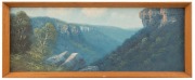 WILLIAM LINDLEY (1882-1969), (blue mountains), oil on board, signed lower left "W. Lindley", ​​​​​​​17 x 48cm, 21 x 51cm overall