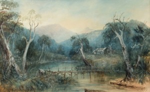 TATTON FRASER (19th century, Australian), On The Old Warwick Road, watercolour, signed lower right "T.B.F.", remains of old title label verso, 30 x 47cm, 55 x 73cm overall