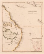 ALLAN BELL & CO. New South Wales and Van Diemen's Land, [London, 1837], hand-coloured copper engraving, with inset maps of Norfolk Island, Lord Howe Island, N. Caledonia and the Solomons Archipelago, 36 x 30cm.