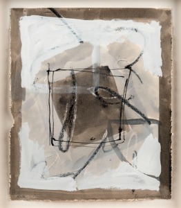 DENISE GREEN (1946 - ), untitled abstract, mixed media on paper, signed lower right "Denise Green, 1990", ​​​​​​​28 x 23cm, 35 x 30cm overall