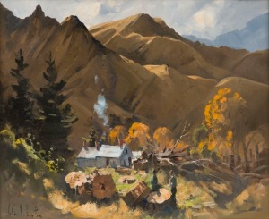 JOHN SAMUEL LOXTON (1903-1969), Arrowtown, New Zealand, oil on canvas board, signed lower left "John Loxton", ​​​​​​​50 x 60cm, 65 x 74cm overall