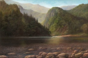 JOHN DOLLERY (1933 - ), (river scene landscape), oil on canvas, signed lower left "J. Dollery", ​​​​​​​60 x 90cm, 86 x 116cm overall