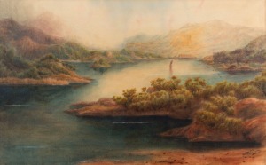 ERNEST DECIMUS STOCKS (1840 - 1921), The Upper Lake, Killarney, Ireland, watercolour, signed and dated 1916 lower centre, titled lower right, 37 x 58cm.