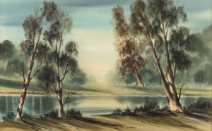 PHILIP LUTON (1926 - 1996), Reflections, watercolour, signed lower right, 29 x 46cm.